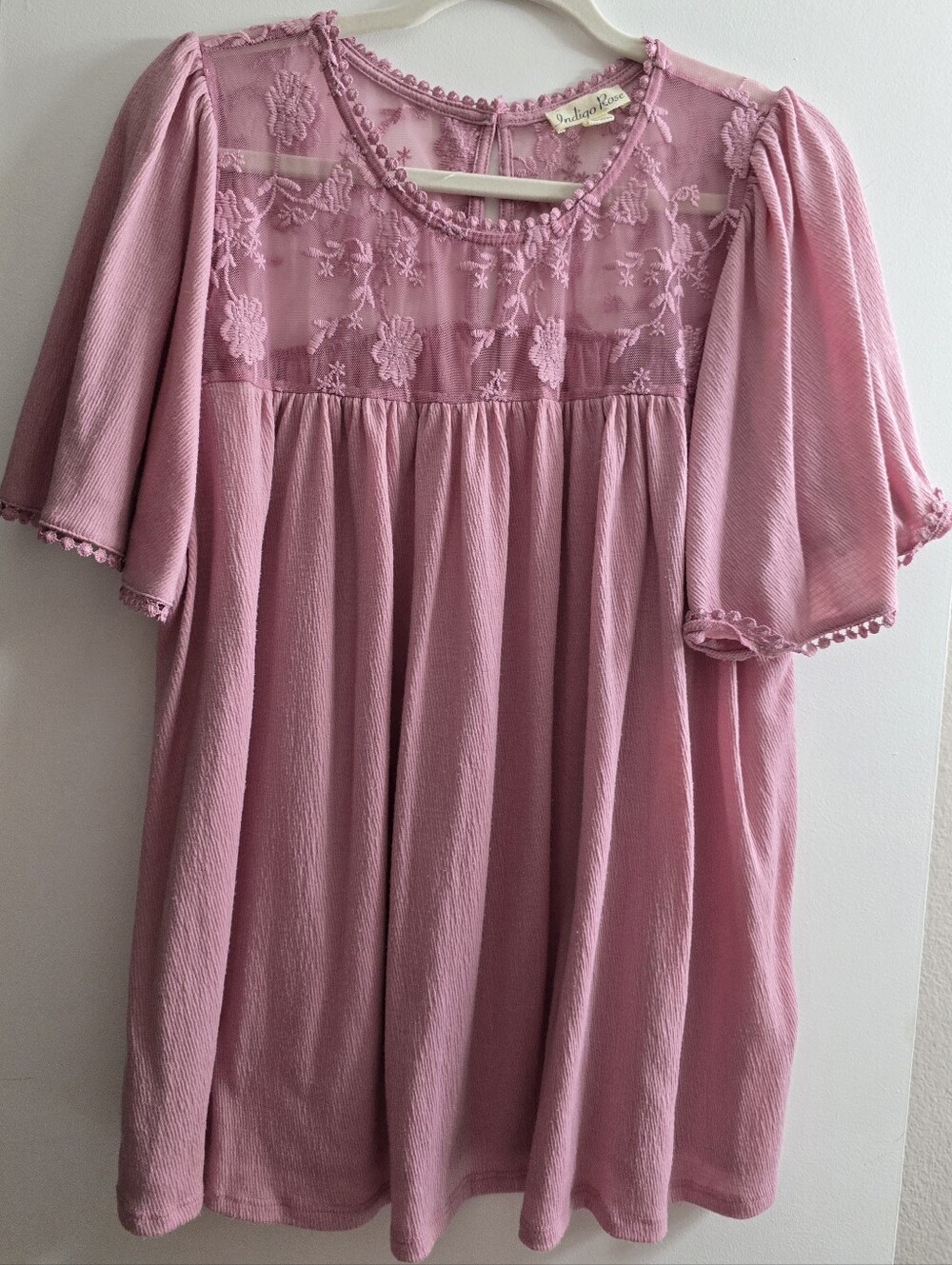 64 Indigo Rose Plus Size XXL Dusty Rose Lace Top